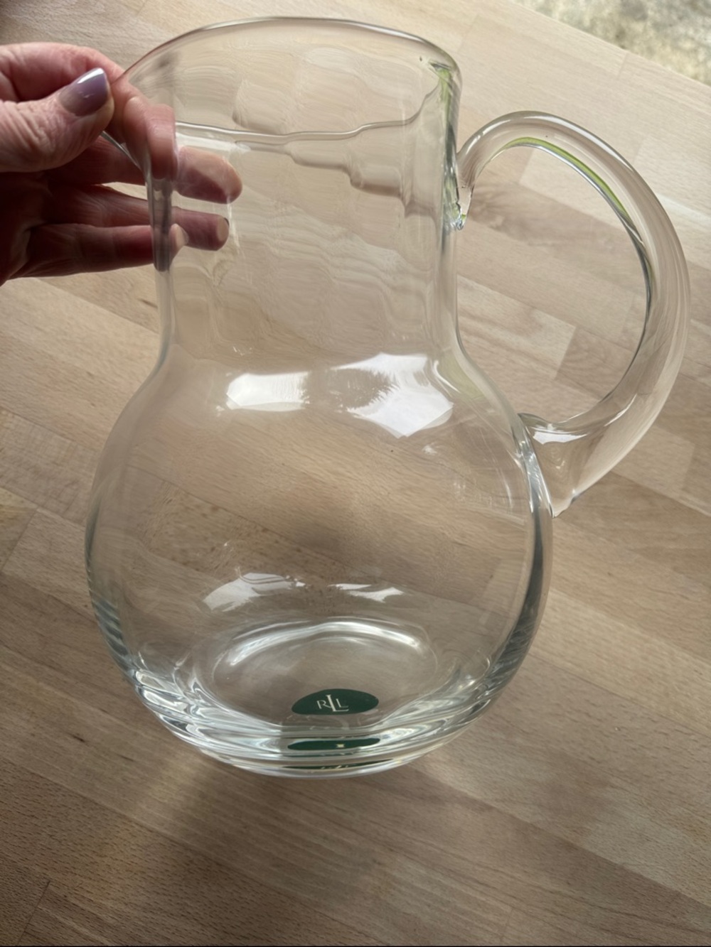 Ralph Lauren Latham 3 Quart (12 cup) Clear Glass Pitcher w/ Handle New With Tag